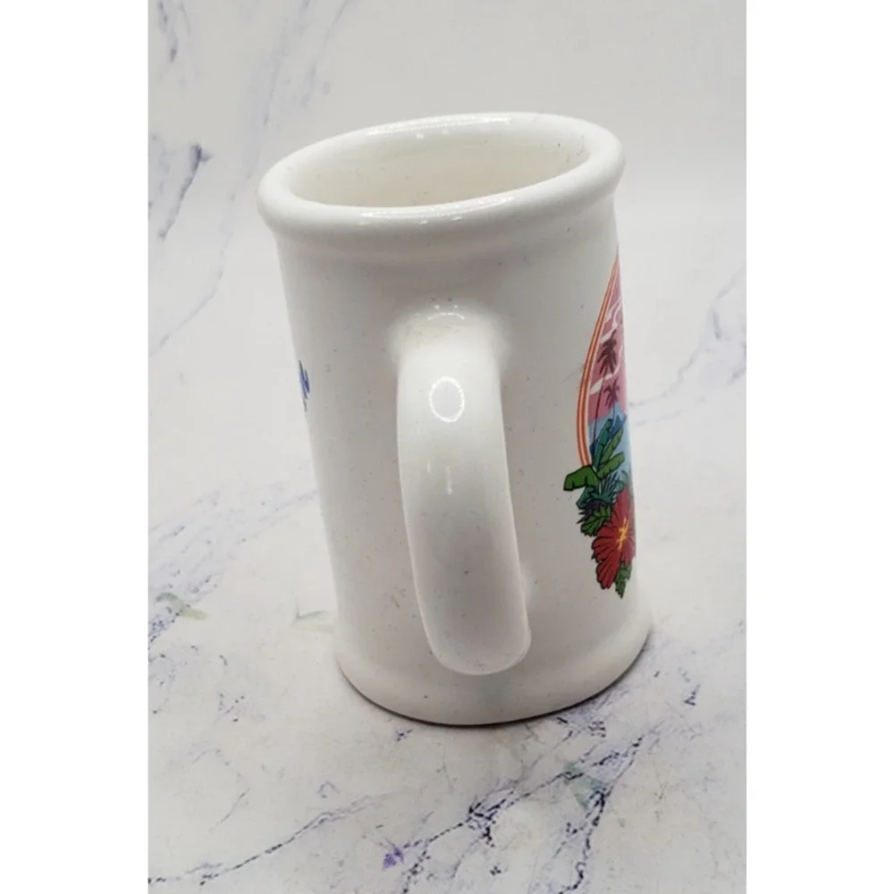 Mazatlan Mexico Souvenir Miniature white Vintage Ceramic Mug Toothpick Holder